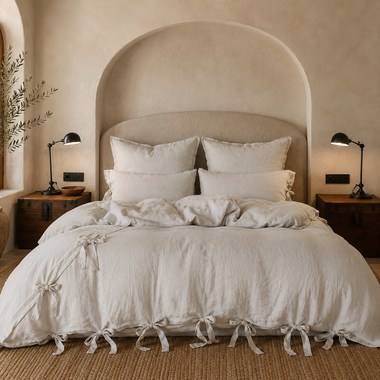 NEW Flax Linen 3pc Duvet Cover Set