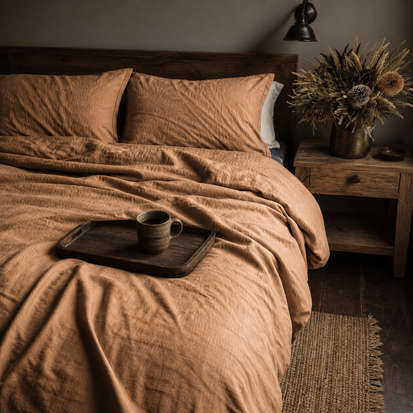 New Flax Linen Burnt Tea Duvet Cover