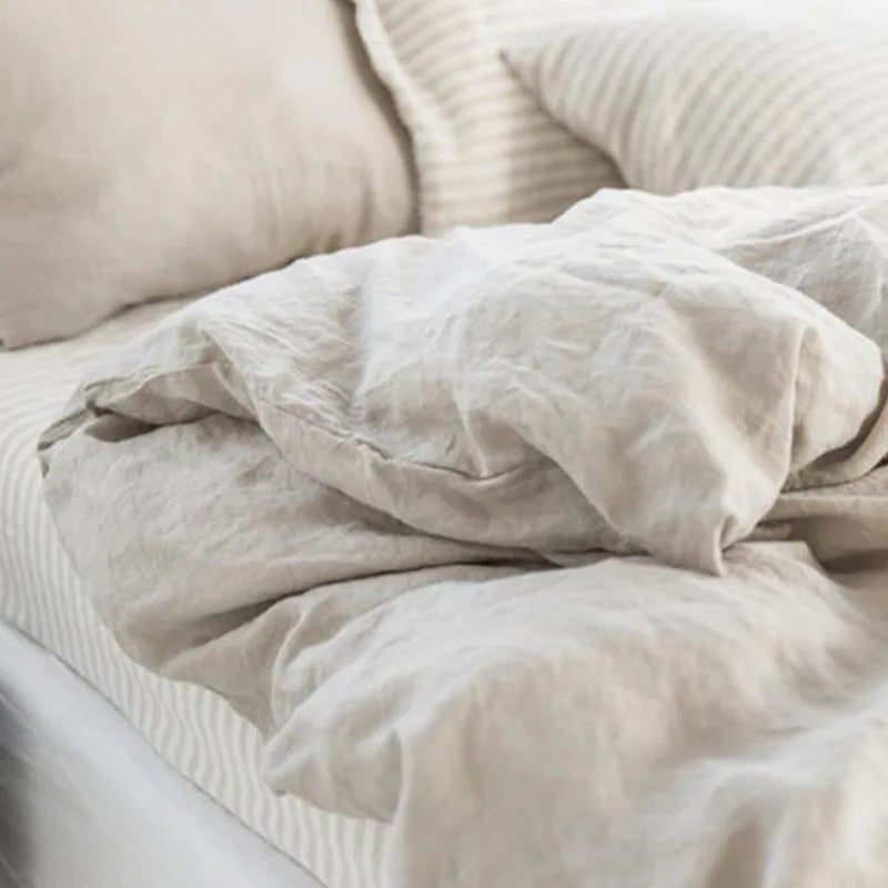 Flax Linen Beige Stone Wash Duvet Cover
