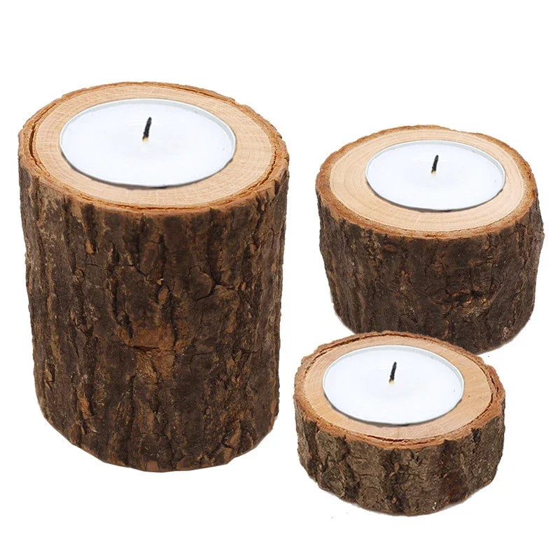 One Time Offer Set of 3 Vintage Wooden Candle Holders