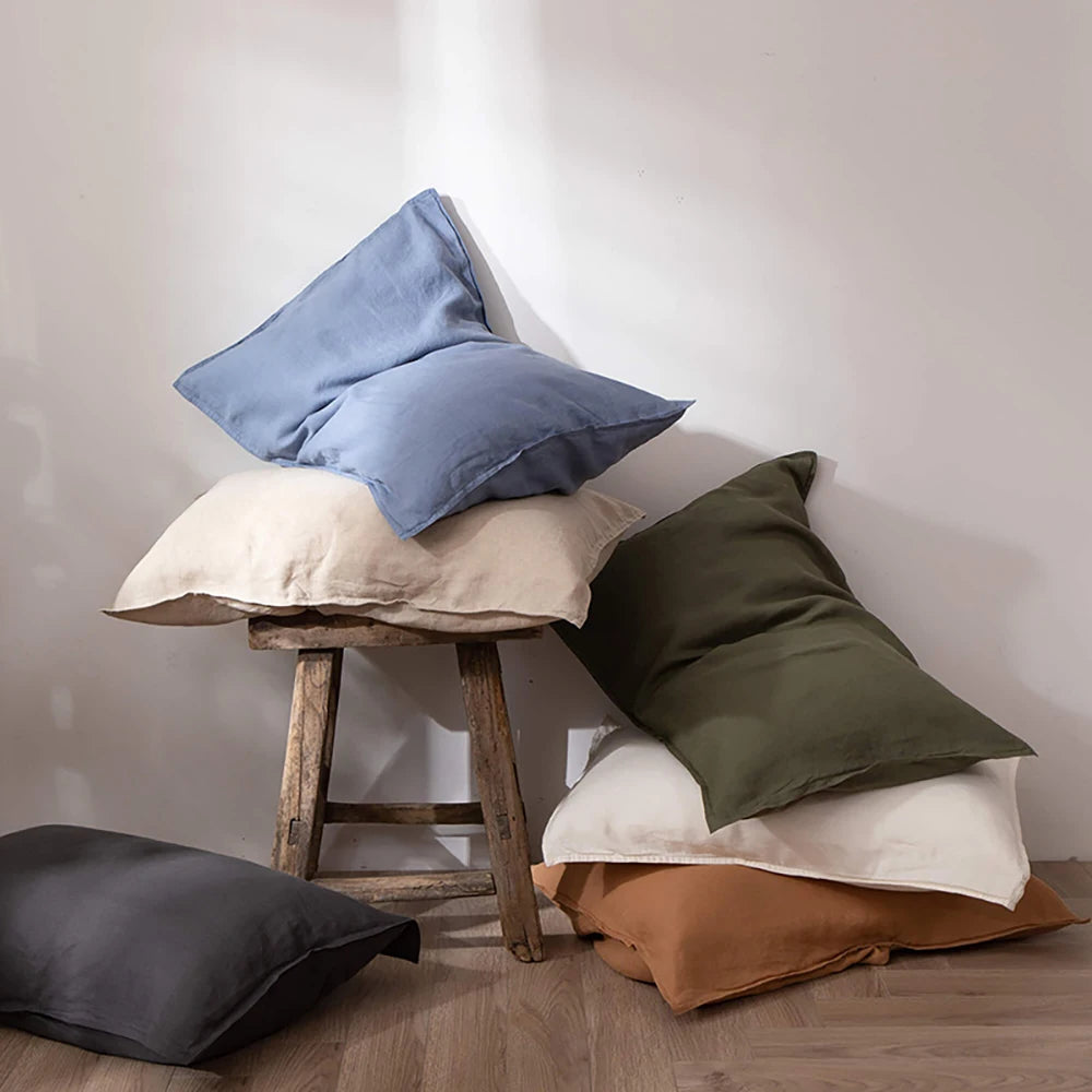 100% Flax Linen Stone Pillowcases Standard to Large European