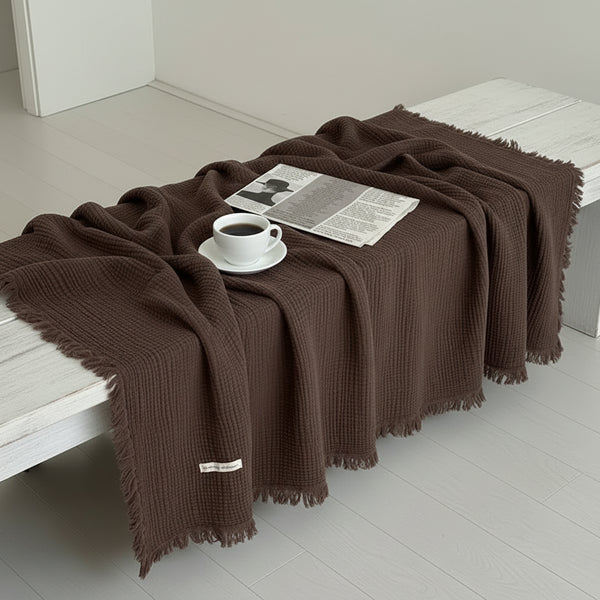 100% Cotton Dark Brown Throw