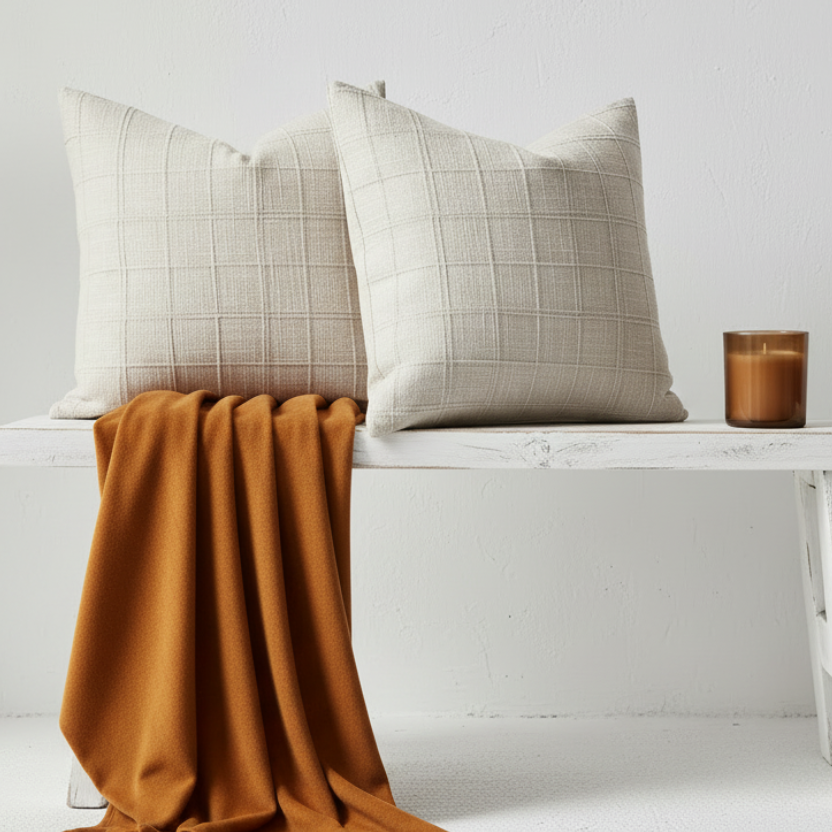 Farmhouse 100% Linen Beige Cushion Covers