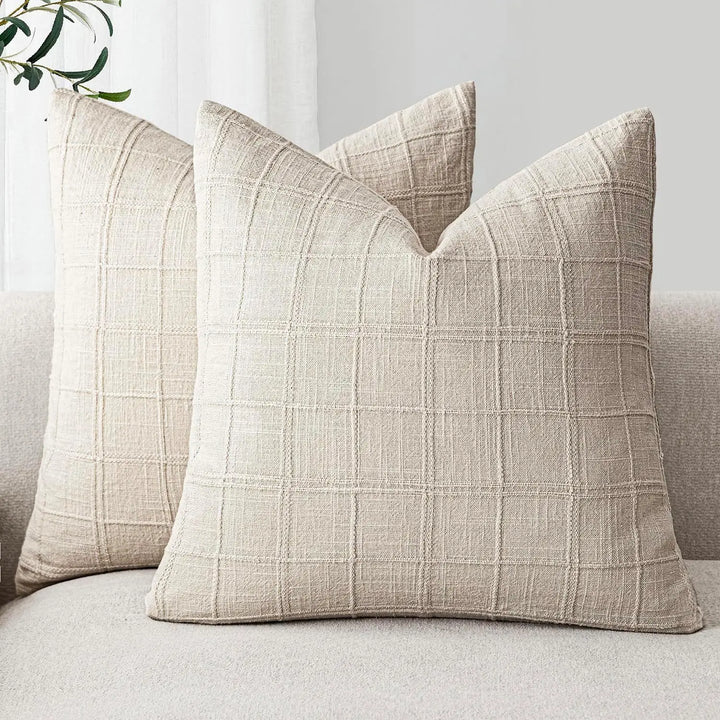 Farmhouse 100% Linen Beige Cushion Covers