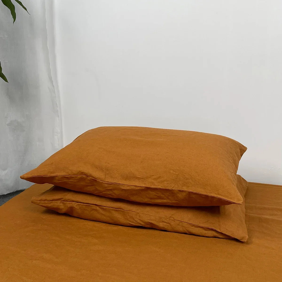 100% Flax Linen 4 Piece Caramel Sheet Set