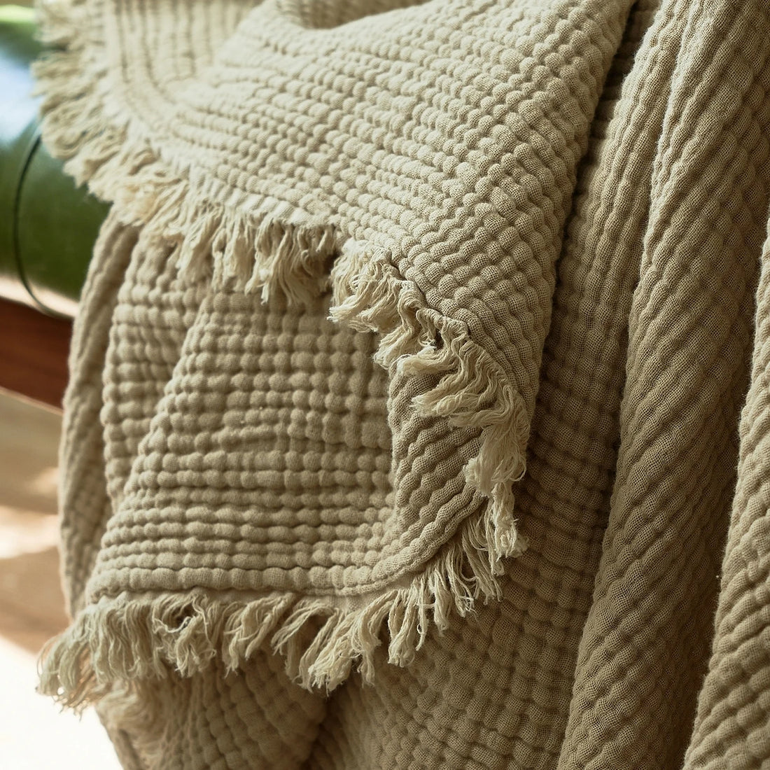 Maillard Khaki 100% Cotton Muslin Throw