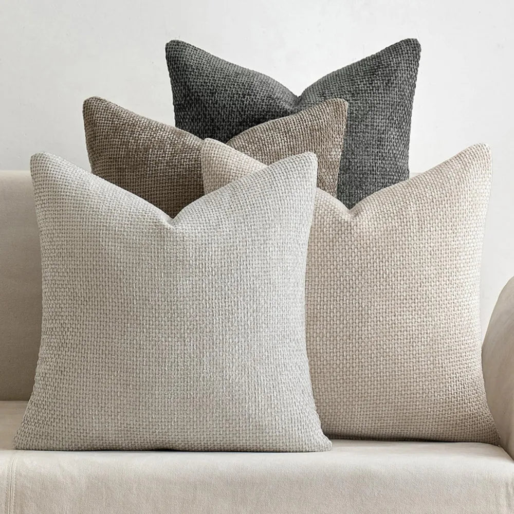 2pcs Luxury  Light Grey Textured Cushion Covers