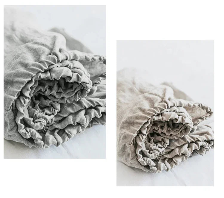 100% Flax Linen 4 Piece Stone Sheet Set