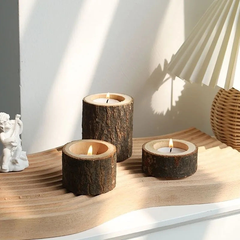 One Time Offer Set of 3 Vintage Wooden Candle Holders