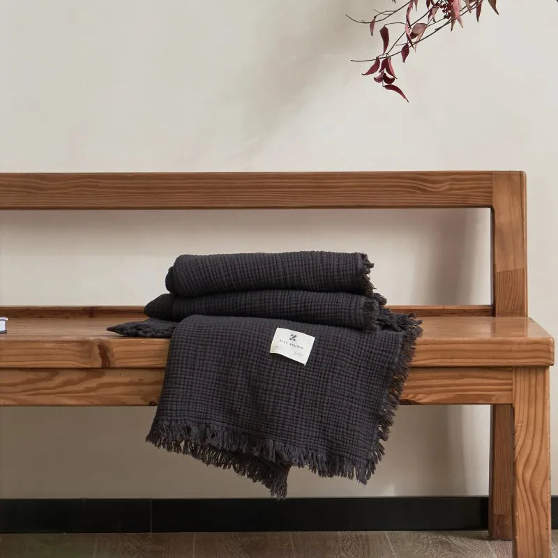Maillard Large Grey 100% Cotton Muslin Throw