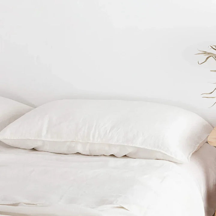 100% Flax Linen Ivory Pillowcases Standard to Large European