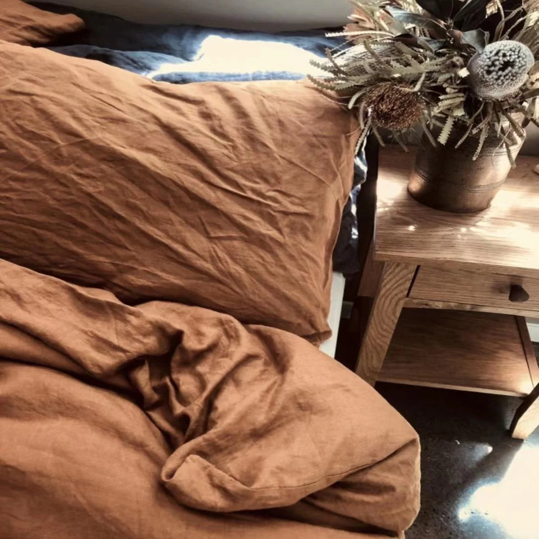 New Flax Linen Burnt Tea Duvet Cover