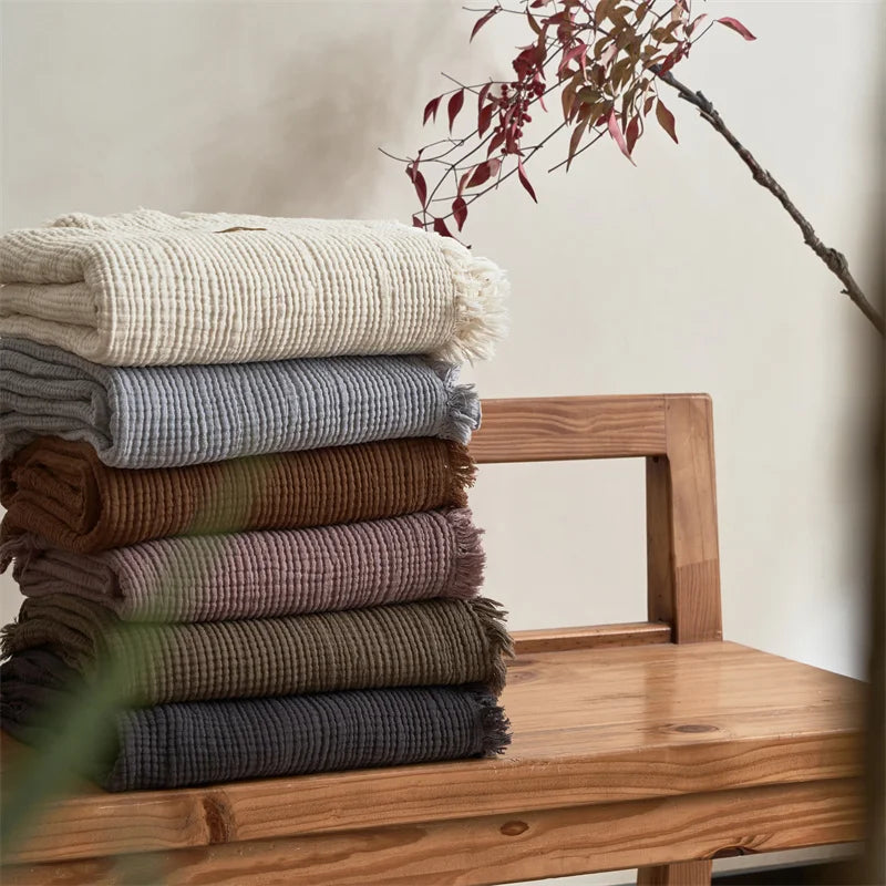 Maillard Large Grey 100% Cotton Muslin Throw