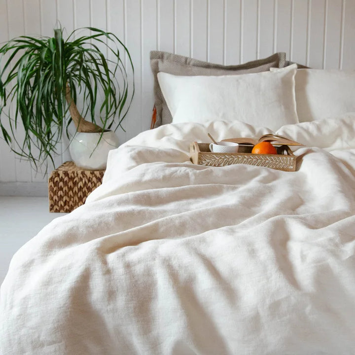100% Flax Linen 4 Piece Ivory Sheet Set
