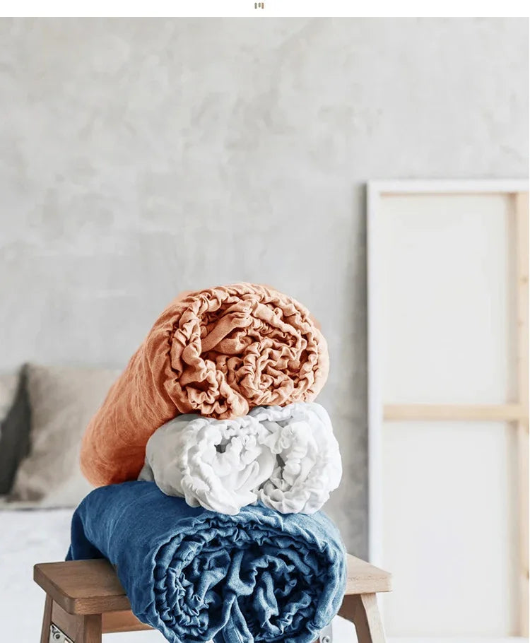 100% Flax Linen Bleach 4 Piece Sheet Set