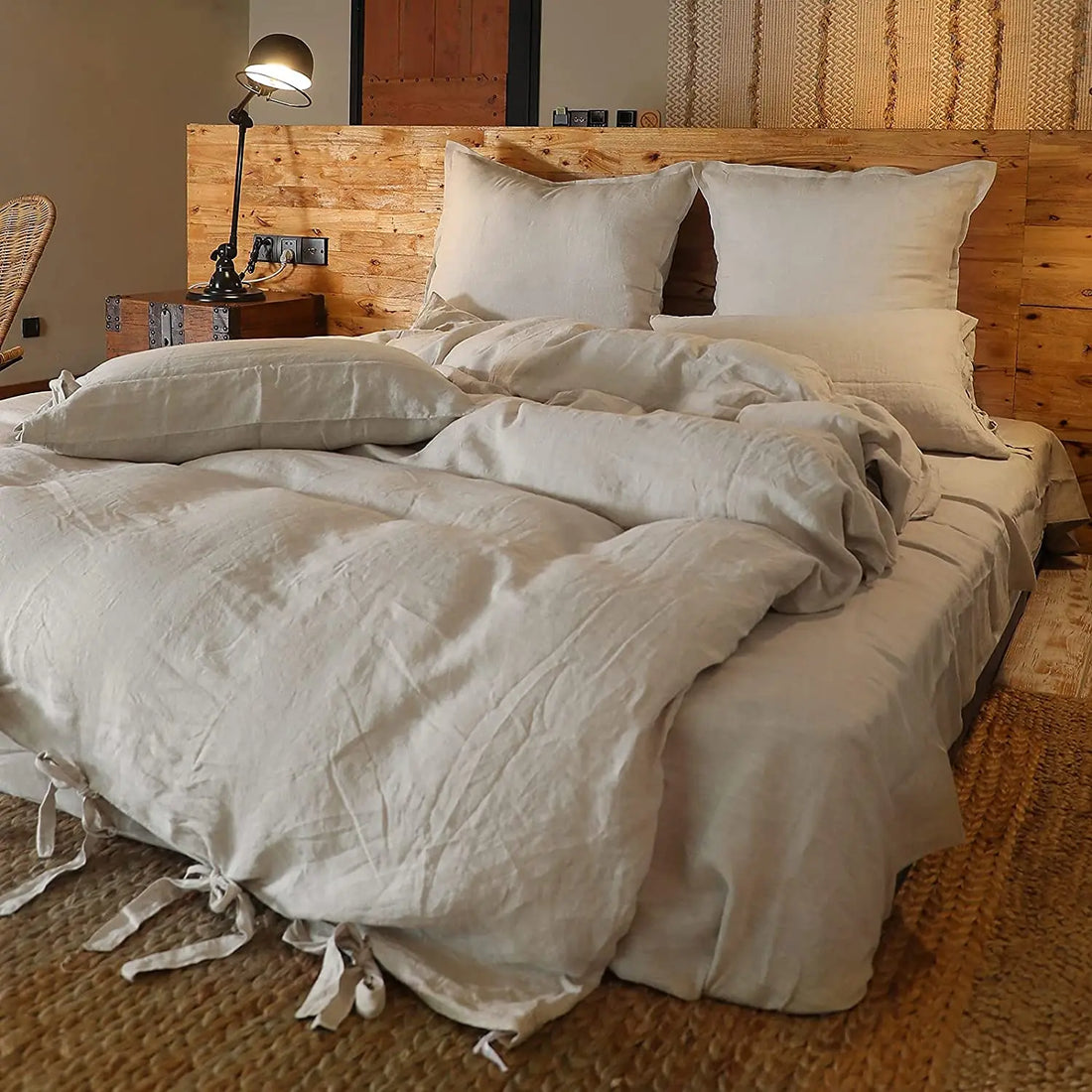 NEW Flax Linen 3pc Duvet Cover Set