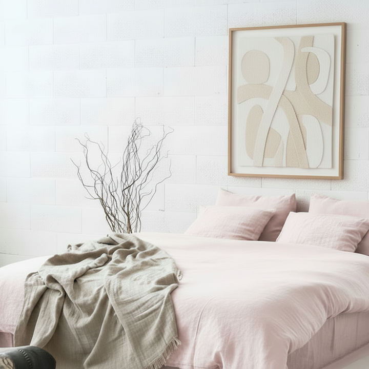 Flax Linen Pink Pillowcases Fitted Sheet, Duvet Cover Set