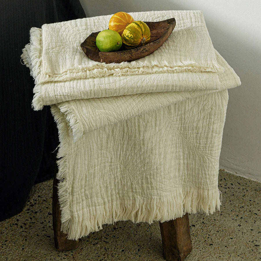 100% Pure Cotton Beige Throw