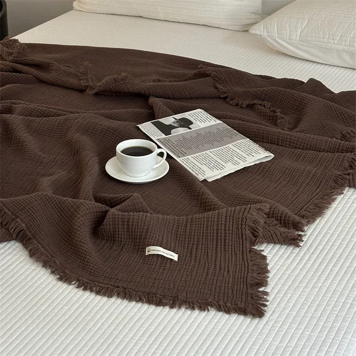 100% Cotton Dark Brown Throw