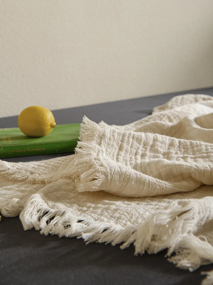 100% Pure Cotton Off White Throw