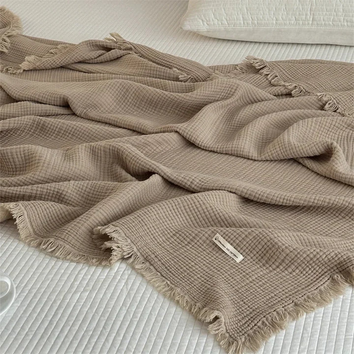 100% Dark Beige Cotton Throw