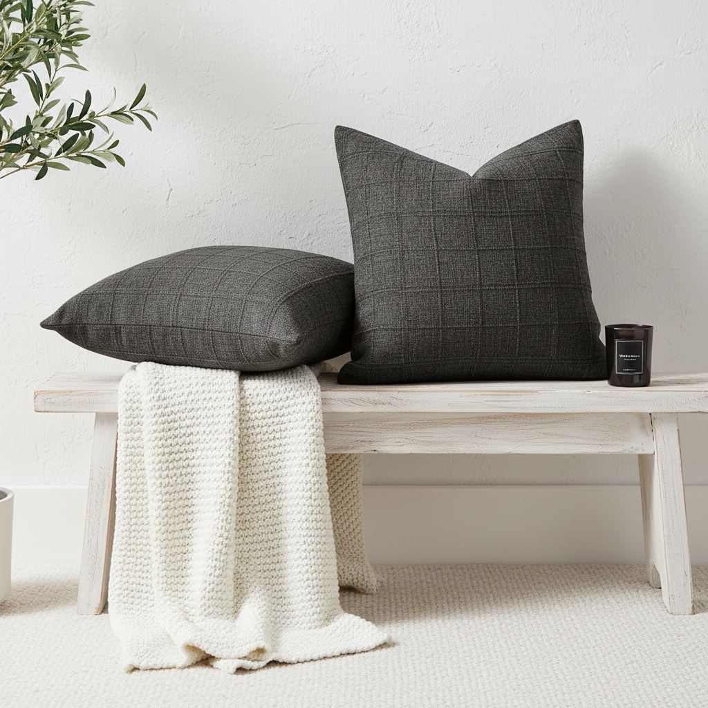 Farmhouse Dark Grey 100% Linen Cushion Covers