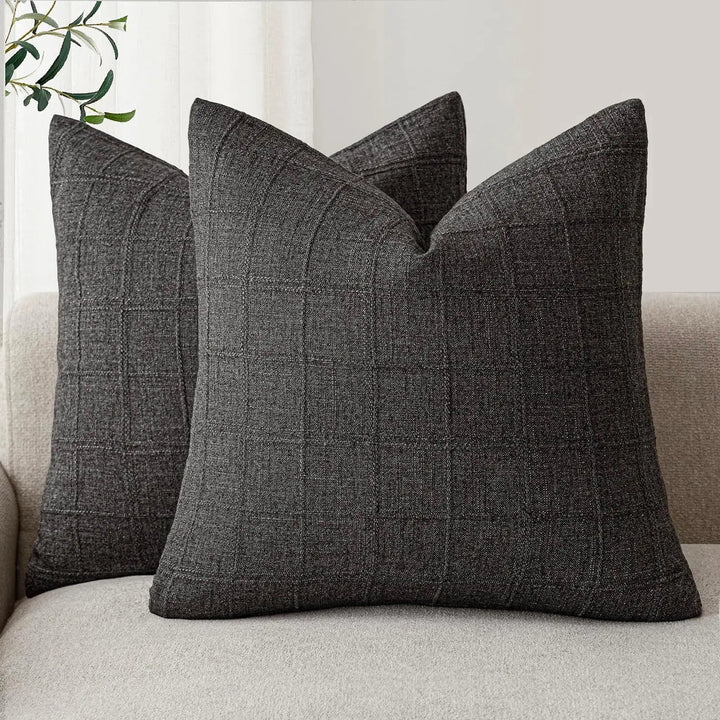 Farmhouse Dark Grey 100% Linen Cushion Covers