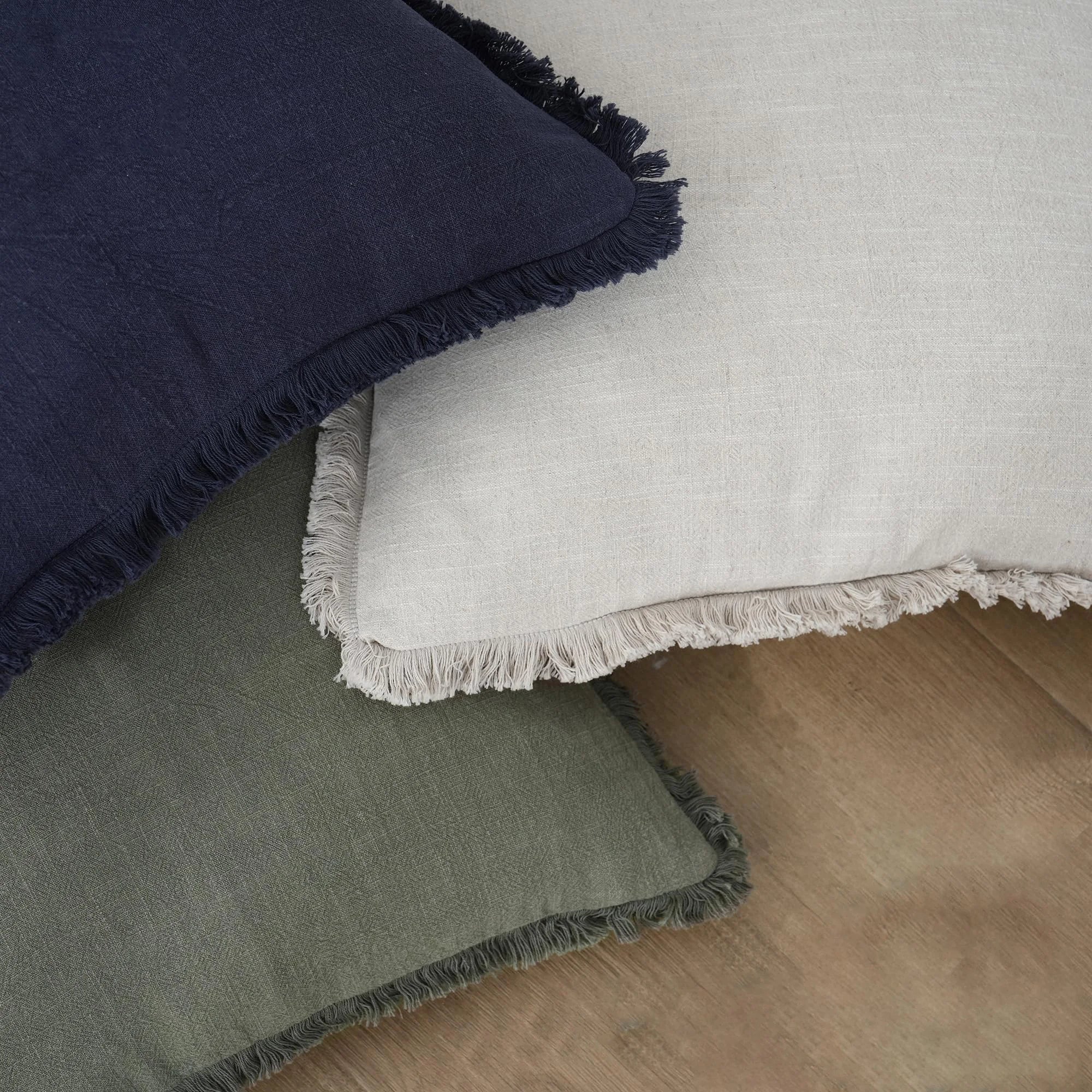 Set of 2 Navy Blue 100% Ramin Cotton Cushion Covers