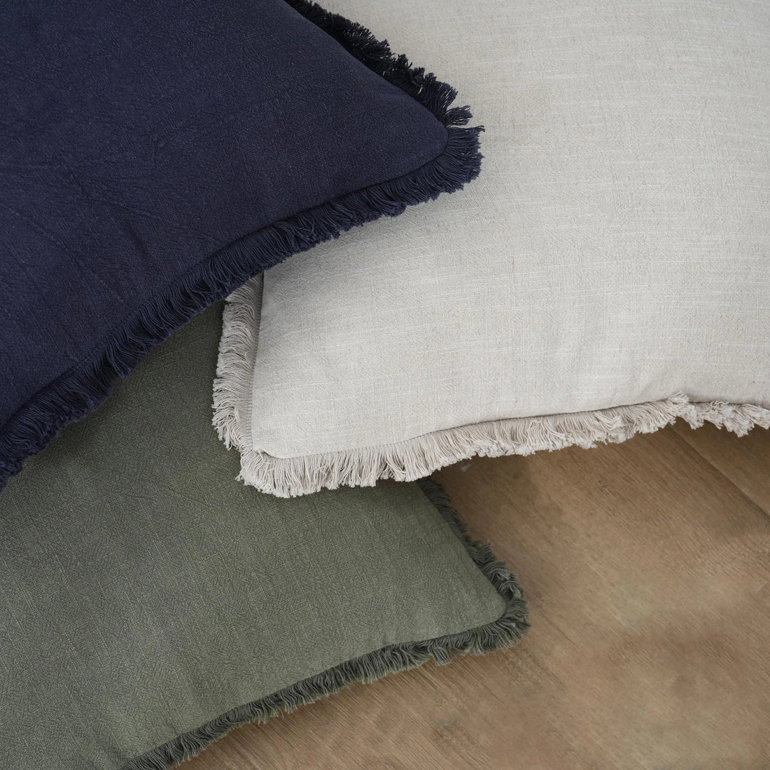 Set of 2 Navy Blue 100% Ramin Cotton Cushion Covers