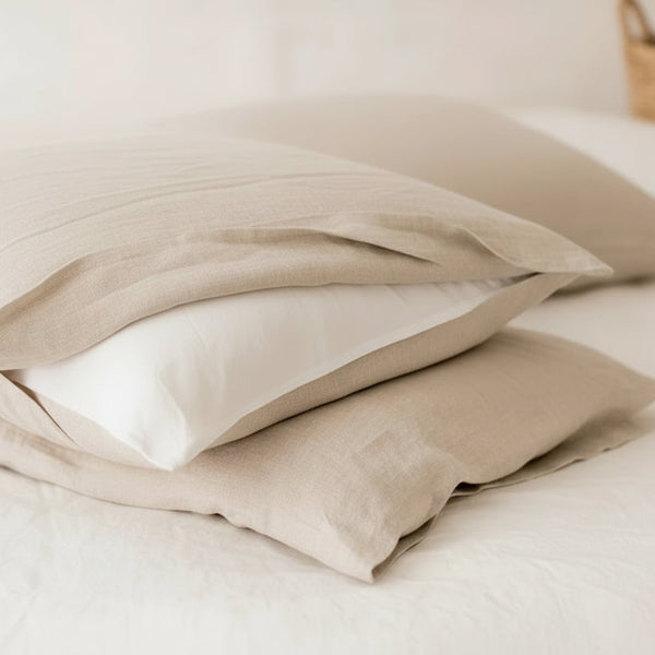 100% Flax Linen Stone Pillowcases Standard to Large European