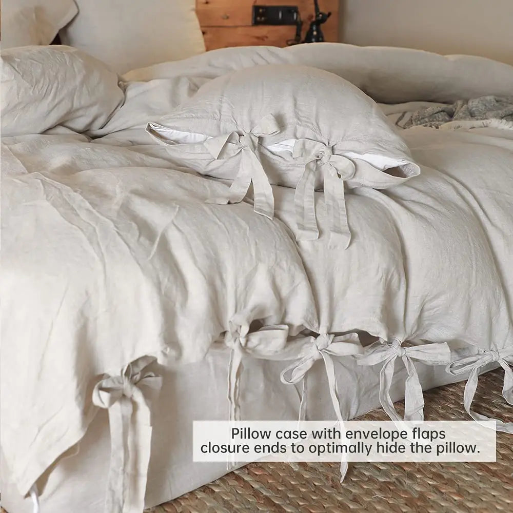 NEW Flax Linen 3pc Duvet Cover Set