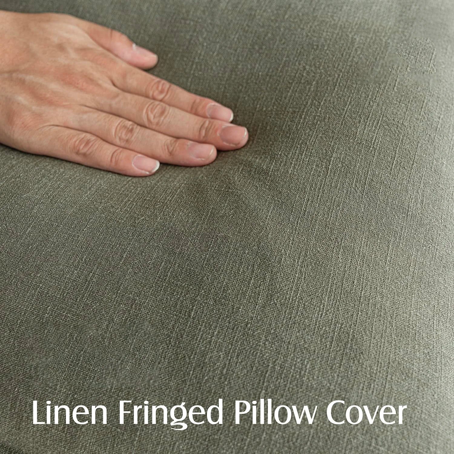Set of 2 Olive 100% Ramin Cotton Cushion Covers