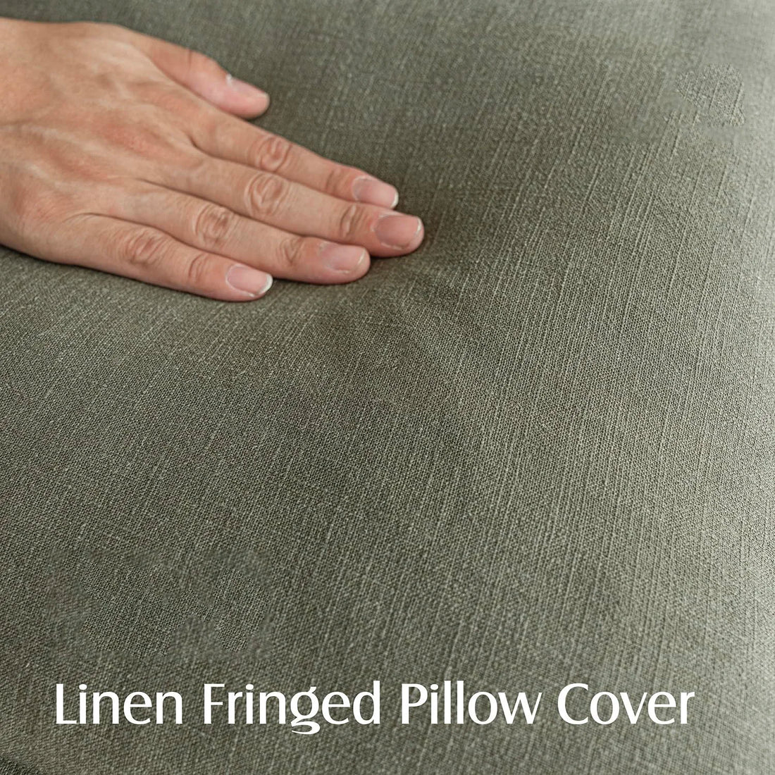 Set of 2 Olive 100% Ramin Cotton Cushion Covers