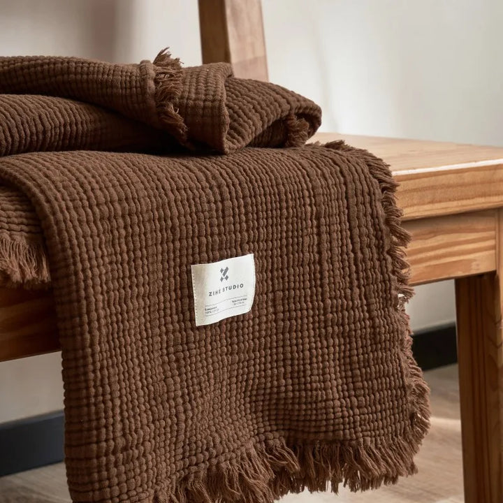 Maillard Large Brown 100% Cotton Muslin Throw