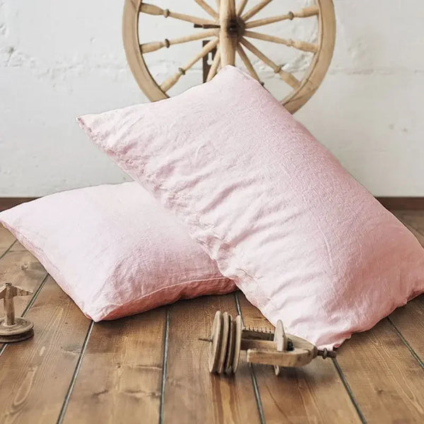 100% Flax Linen Pink Pillowcases Standard to Large European