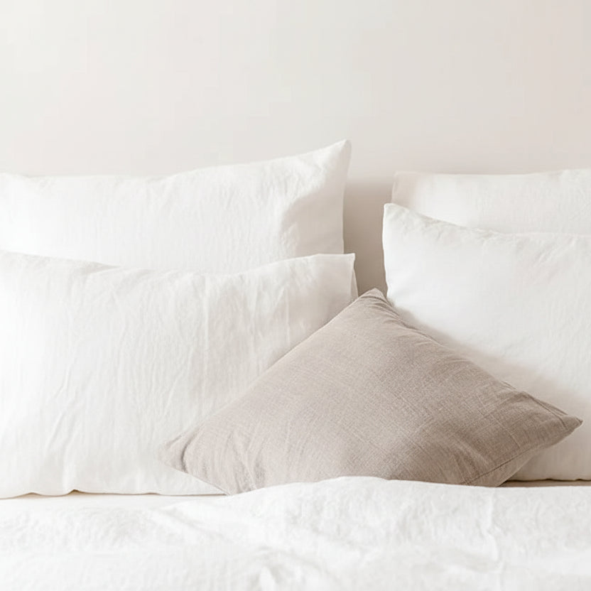 100% Flax Linen Ivory Pillowcases Standard to Large European